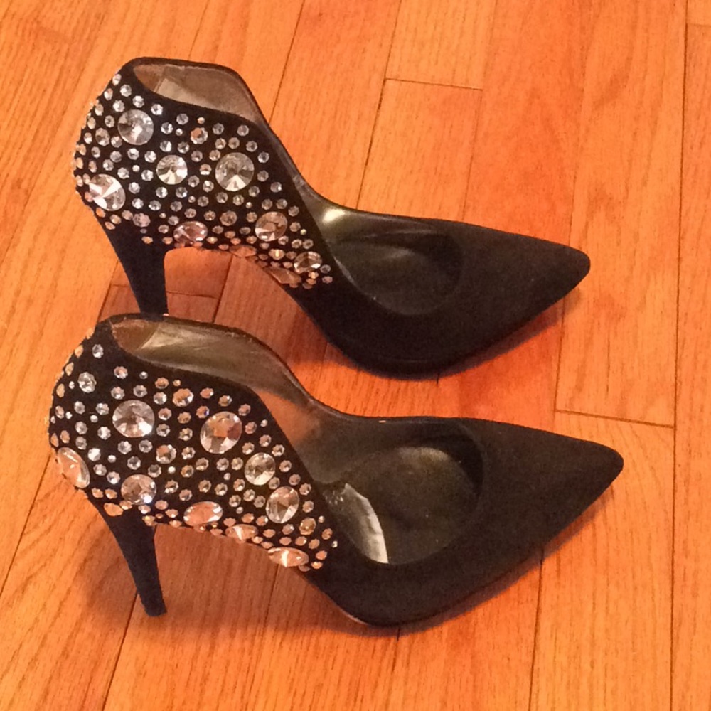 Francesco Sacco Black Swarovski Crystal Heels